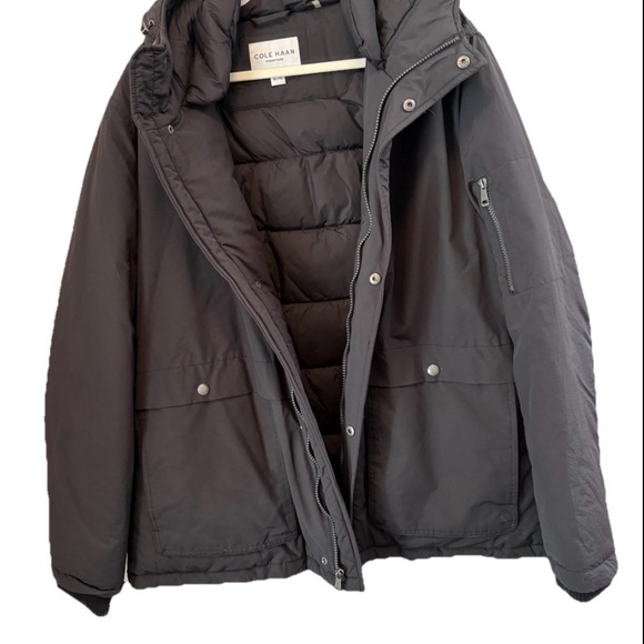 Cole Haan Men’s Hooded Puffer Jacket XL | Black Insulated Winter Coat - Picture 3 of 4